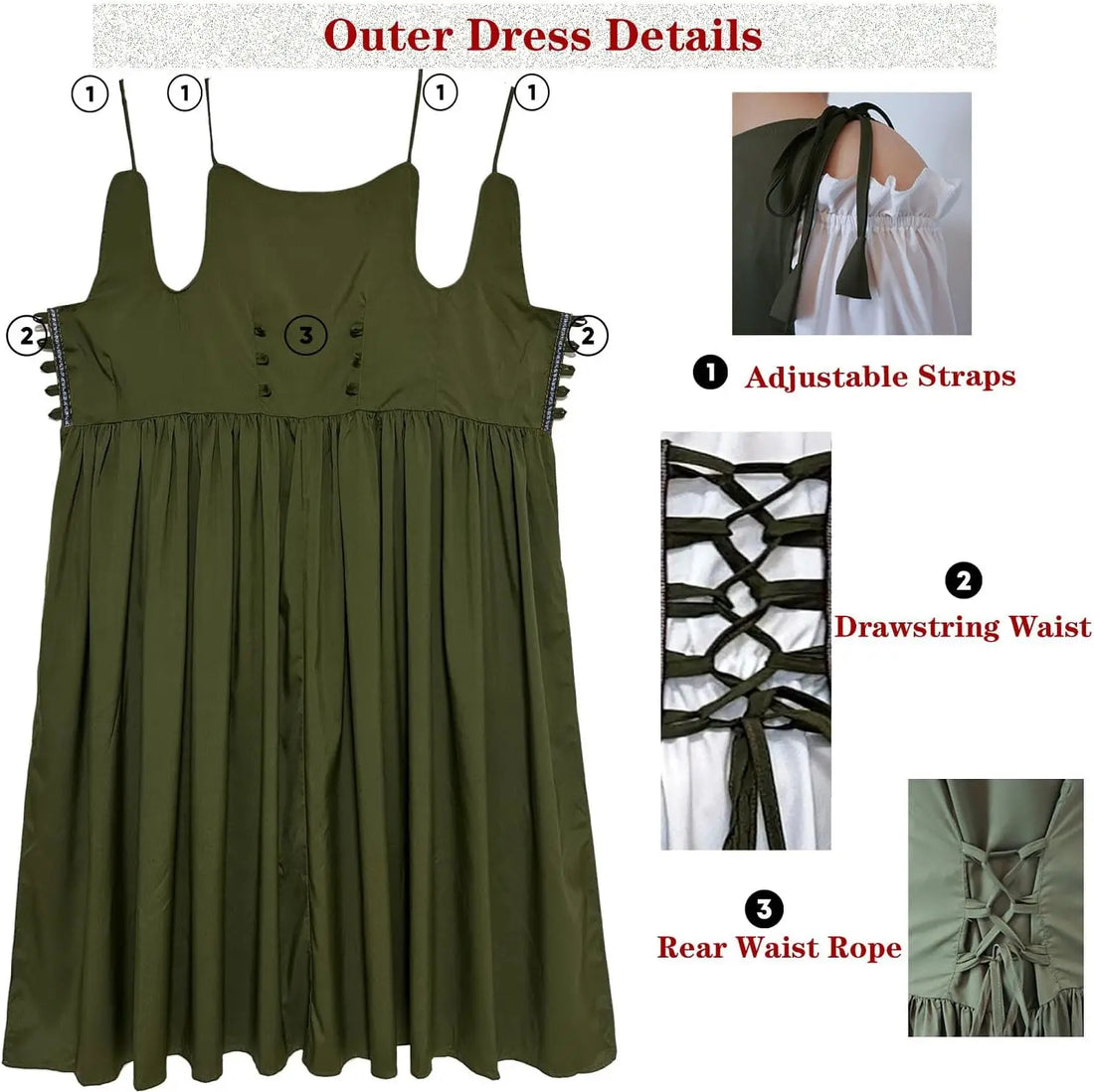 TrenLux Wear Women's Polyester Medieval Renaissance Faire Costume Dress The Glow Sanctuary