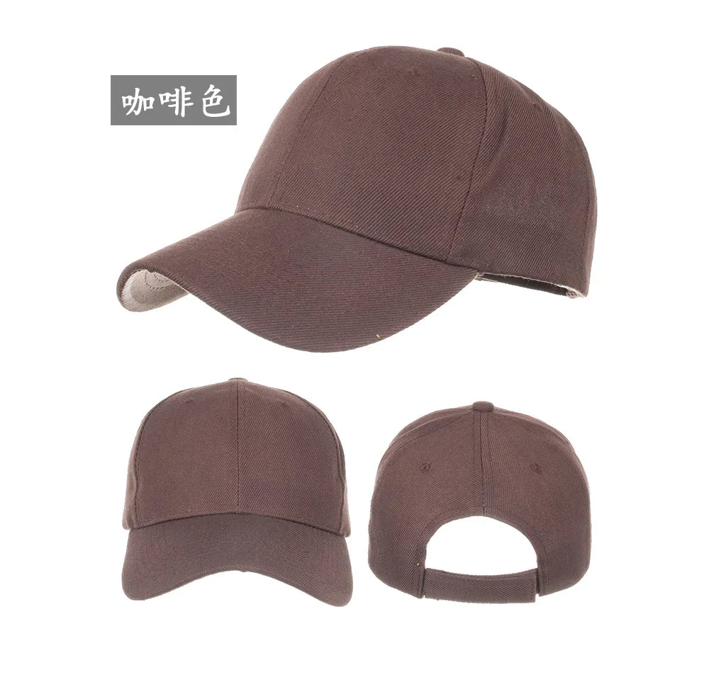 Unisex solid color TrendLux Wear 5-panel structured baseball cap in various colors, showcasing the front view and adjustable strap