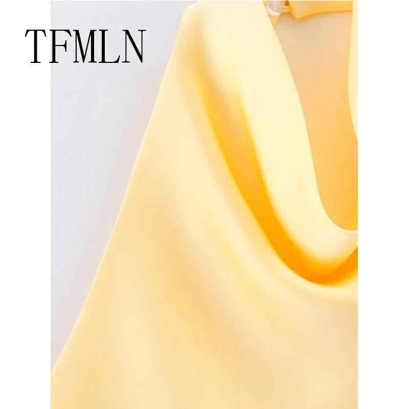 TrenLux Wear TFMLN 2025 women's sexy halter top, backless spring/summer solid waistcoat with elegant halter neck design.