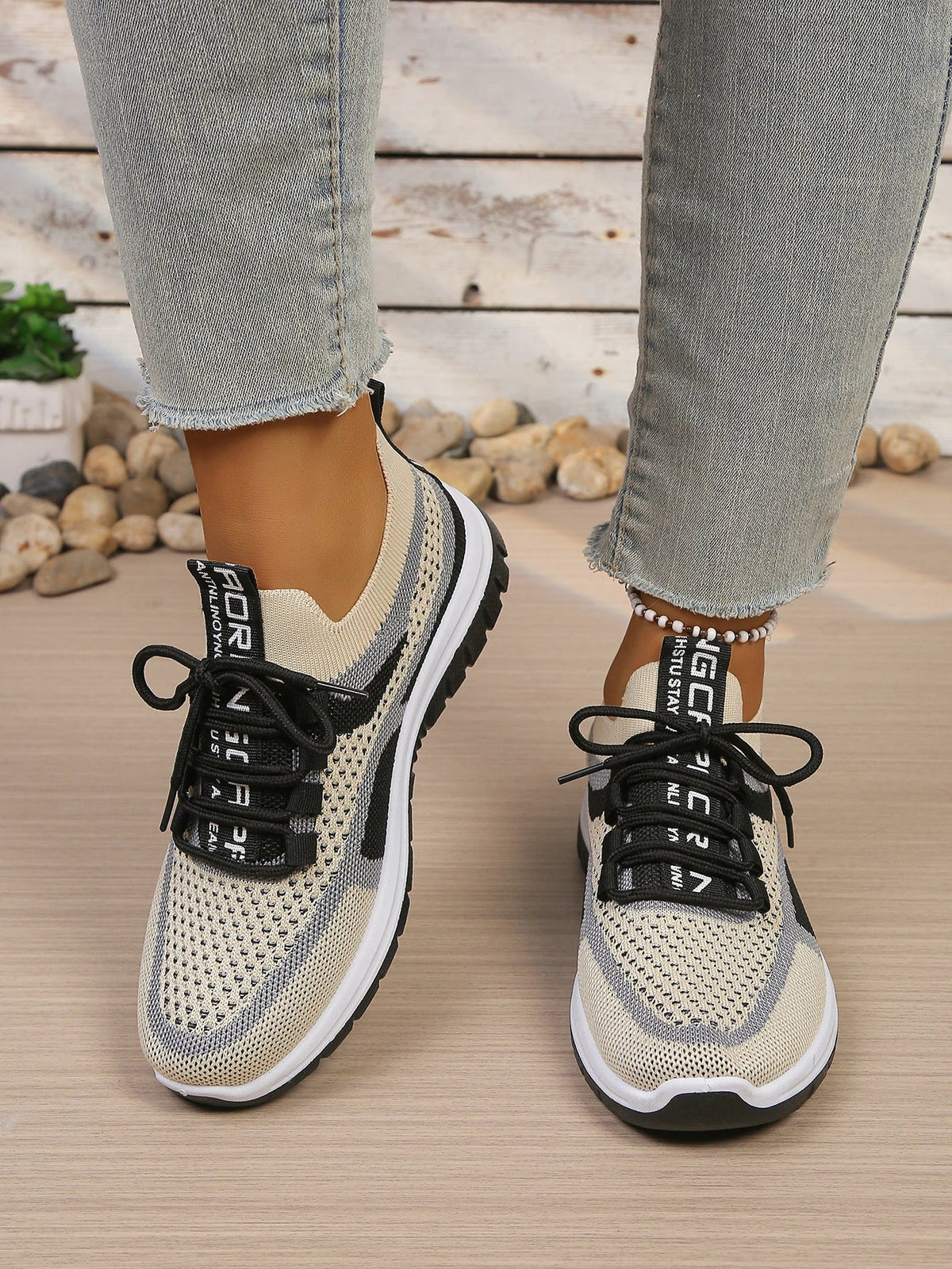Women's Two-Tone Casual Sneakers | Lace-Up Fabric Low-Top Shoes | Summer 2026 - TrendLux Wear