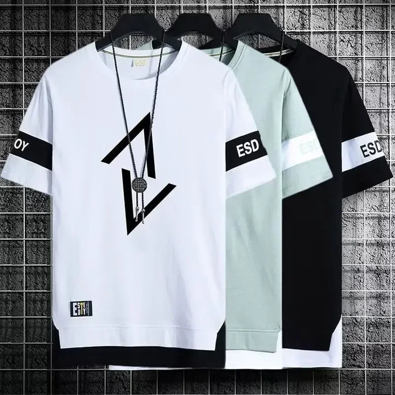 Men's vintage streetwear sport T-shirt by My Store 5 in three colors, moisture-wicking summer tee, available in sizes M to 3XL.