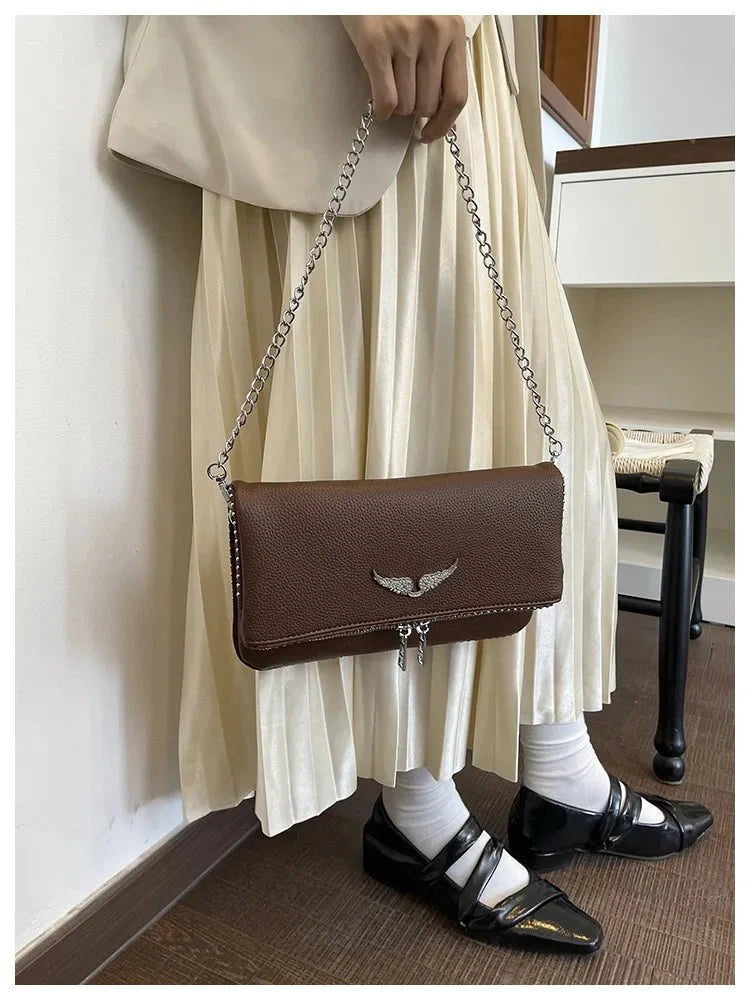 Chain Shoulder PU Leather Flip-Cover Shoulder Bag - TrendLux Wear