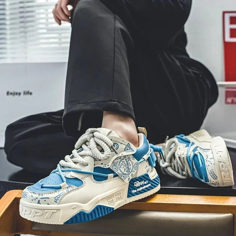 Men's breathable platform sneakers by TrendLux Wear featuring casual vulcanized design and comfortable walking sole.
