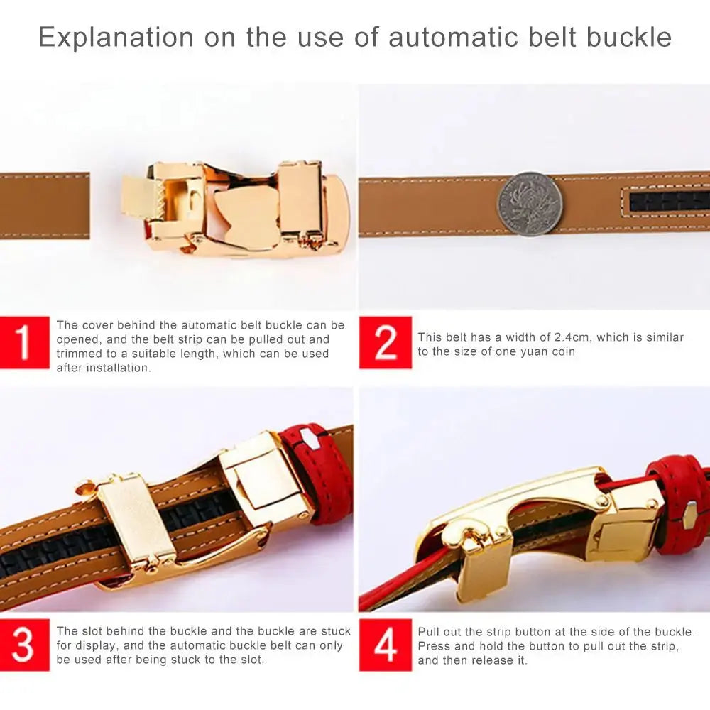 Women's Luxury Genuine Leather Belt — Automatic Buckle Waistband (105 cm) TrenLux Wear