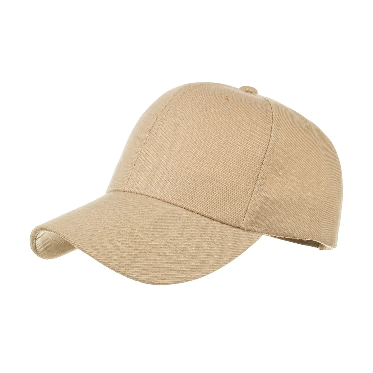 Unisex solid color baseball cap by TrendLux Wear, 5-panel structured hat in a neutral shade, front view with curved brim.