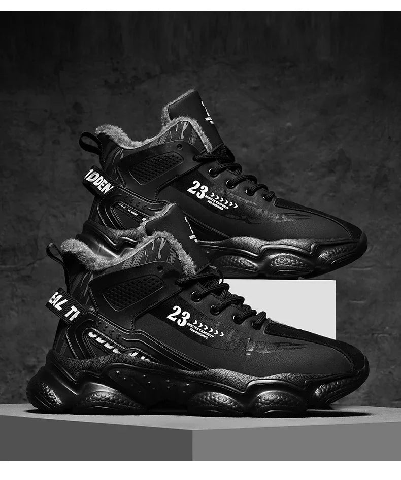 Men's Waterproof Winter Plush Sneaker Boots – Non-Slip Warm Snow Shoes