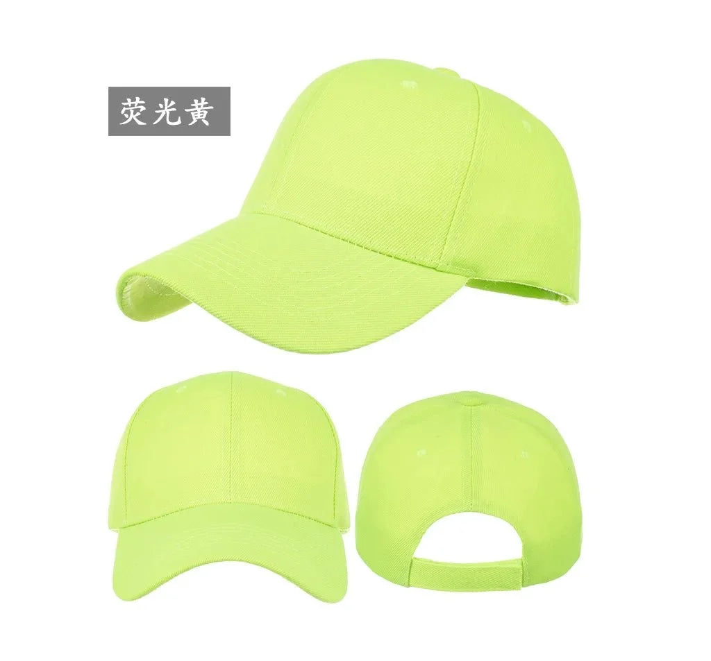 Unisex solid color baseball cap by TrendLux Wear, 5-panel structured hat in various colors, shown in black with curved brim.