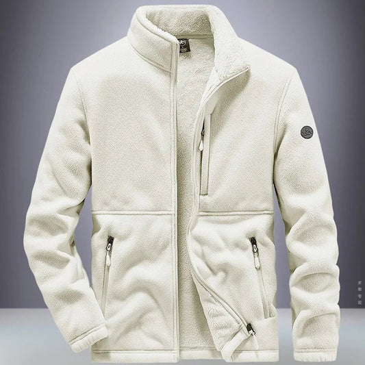 Men's fleece-lined hooded winter jacket by TrendLux Wear, zip-up casual coat in plus sizes S–6XL, shown in dark navy.