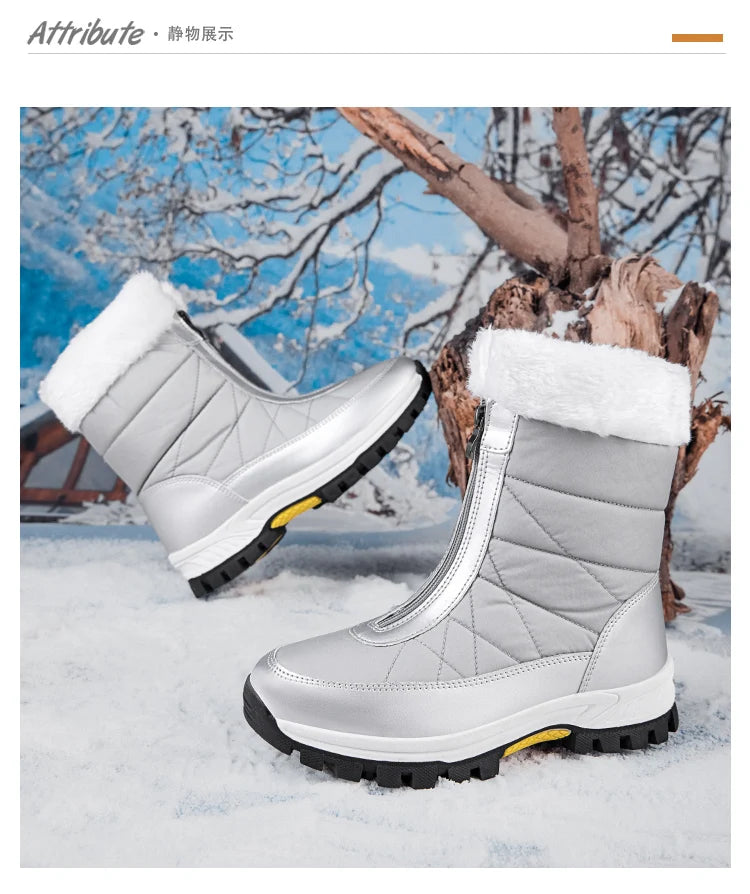 Women’s Fleece-Lined Winter Snow Boots – Non-Slip Warm High-Top Walking Boots