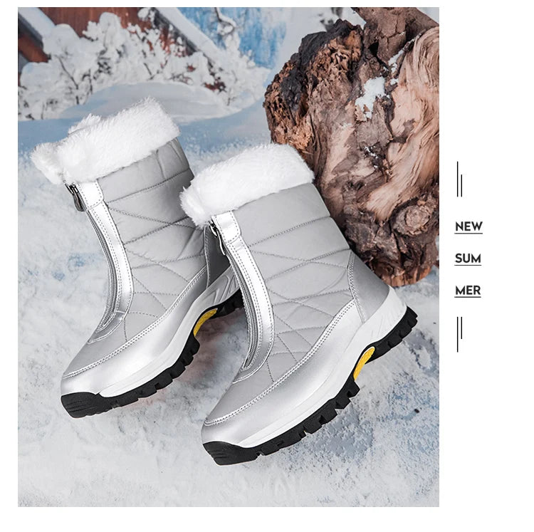 Women’s Fleece-Lined Winter Snow Boots – Non-Slip Warm High-Top Walking Boots