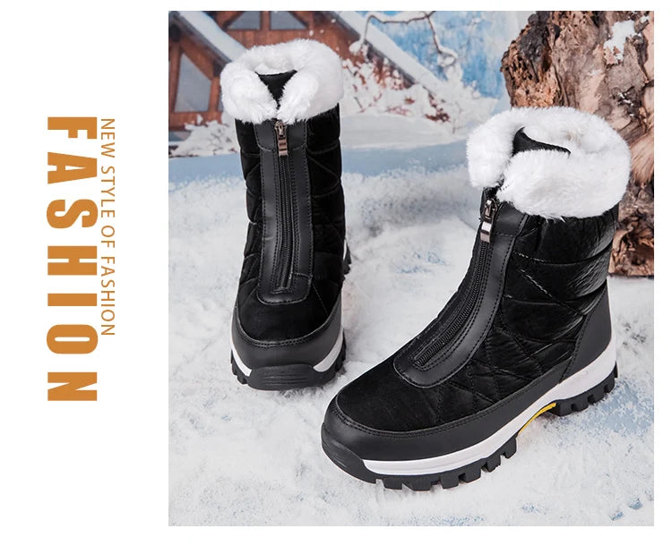 Women’s Fleece-Lined Winter Snow Boots – Non-Slip Warm High-Top Walking Boots