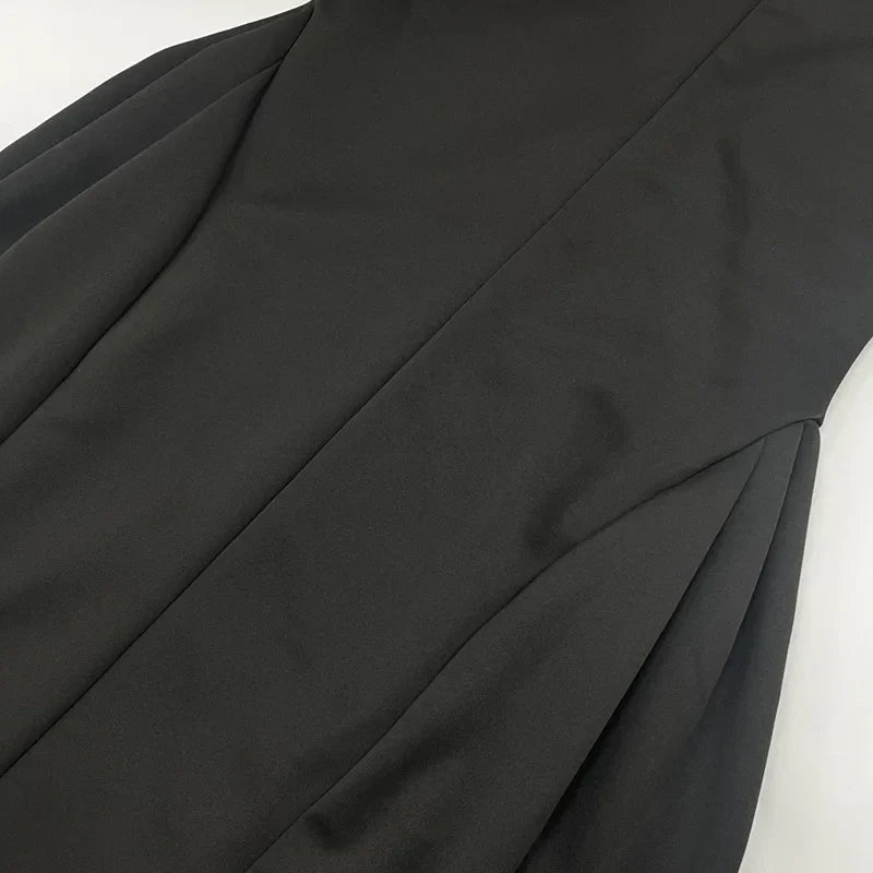 Women's sleeveless polyester A-line prom party dress by The Glow Sanctuary with a solid color and elegant design.