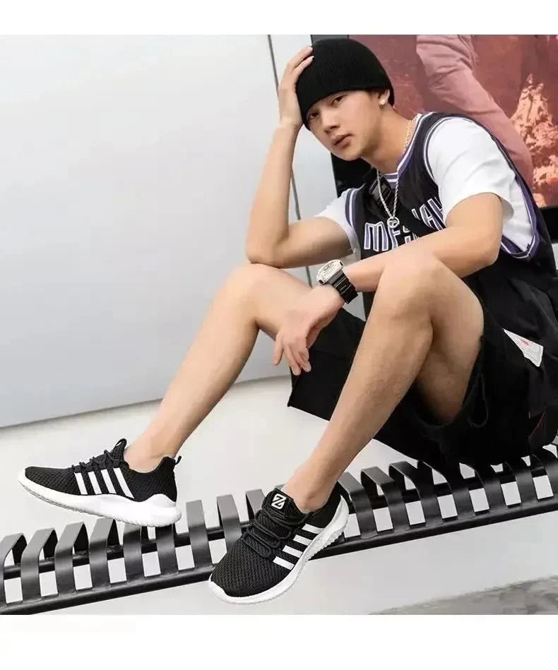 Men's breathable air mesh tennis shoes by TrendLux Wear, lightweight outdoor trainers with supportive soles and stylish design.