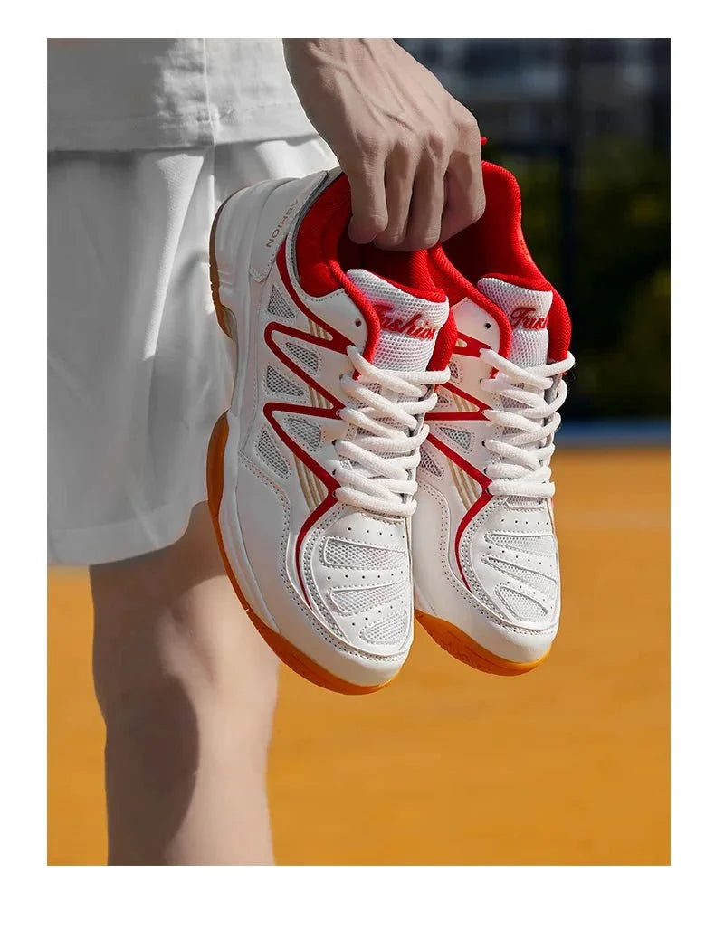 TrendLux Wear men's professional tennis and badminton athletic shoes with anti-slip soles, all-season court sneakers on a plain background.