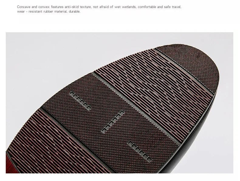 Rubber outsole with anti-skid texture, featuring concave and convex patterns for enhanced grip and durability.