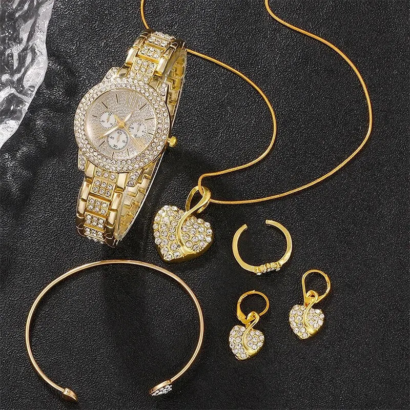 TrenLux Wear Women's Rhinestone Quartz Watch & Jewellery Set. TrenLux Wear