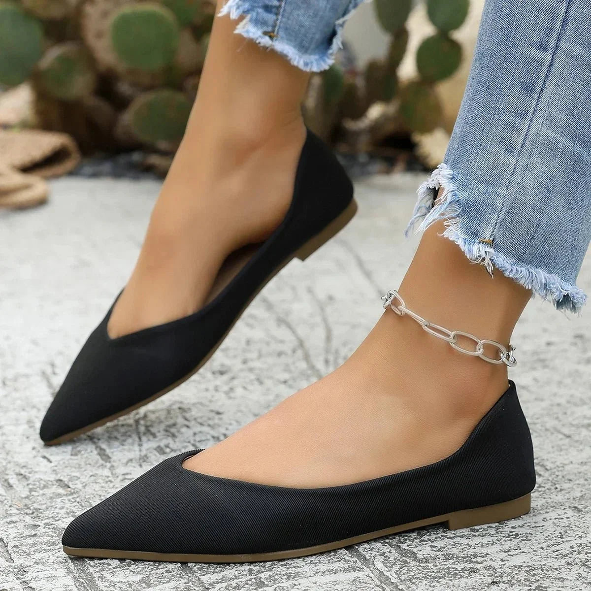 Women's plus size lightweight slip-on ballet flats by TrendLux Wear, featuring a comfortable, sleek design and soft fabric upper.
