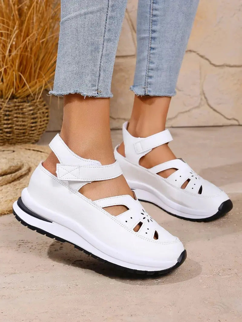 TrenLux Wear Women's PU Buckle Strap Closed Toe Wedge Office & Career Sandals TrenLux Wear