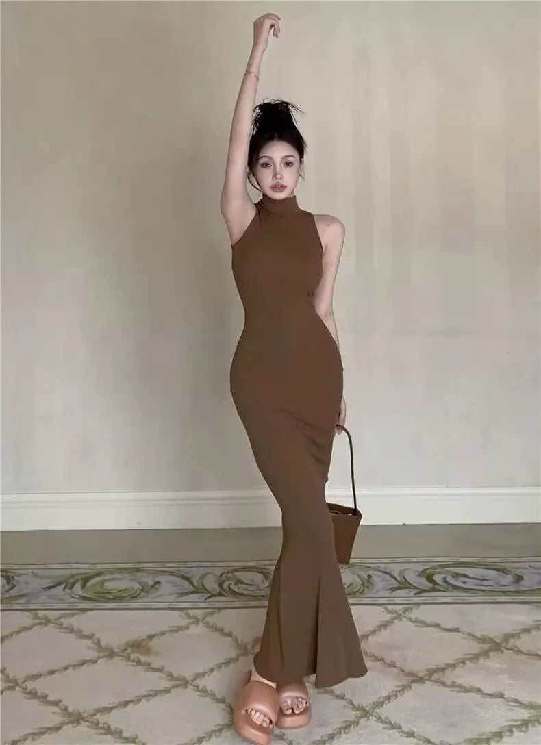 TrenLux Wear Women's Knit Turtleneck Bodycon Ankle-Length Maxi Dress The Glow Sanctuary