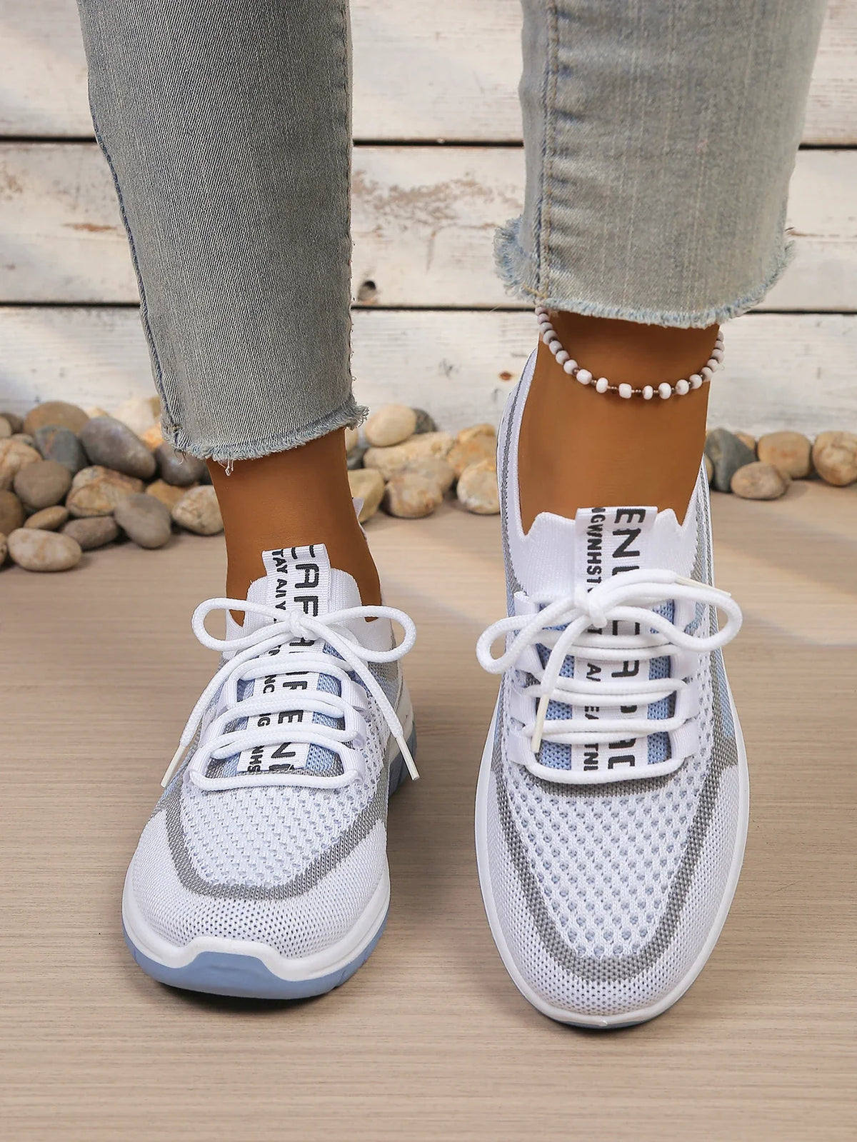 Women's Two-Tone Casual Sneakers | Lace-Up Fabric Low-Top Shoes | Summer 2026 - TrendLux Wear