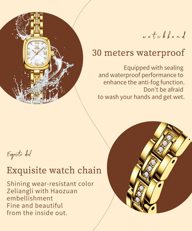 TrendLux OLEVS Women's Luxury Square Bracelet Luminous Waterproof Quartz Dress Watch