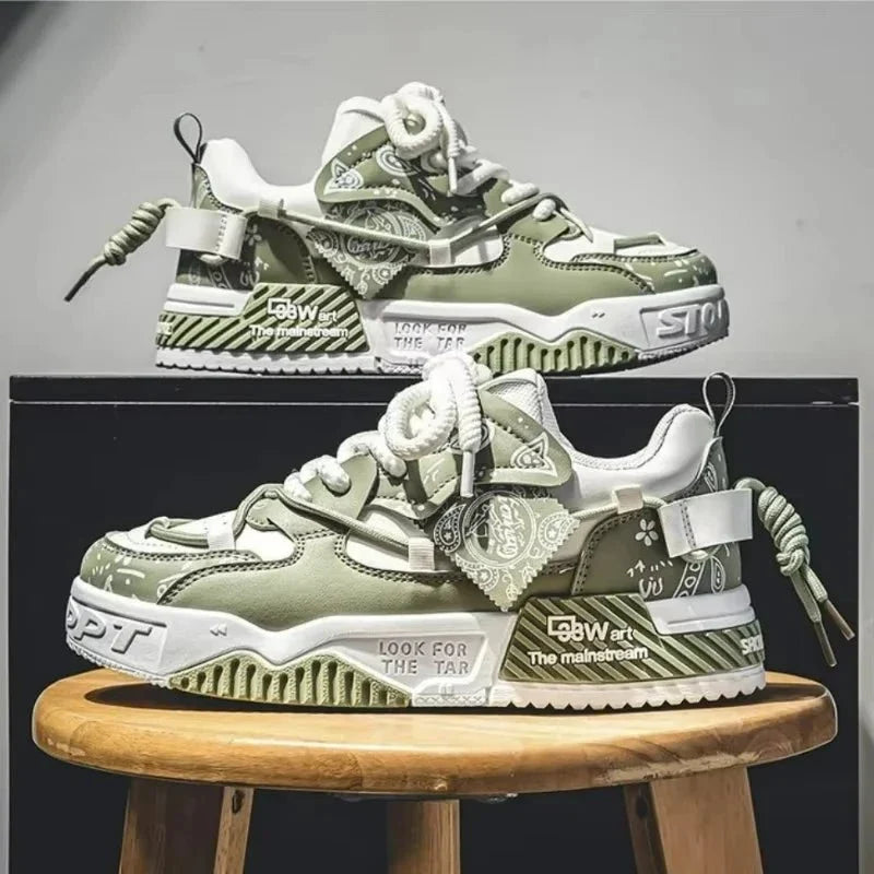 Men's breathable platform sneakers by TrendLux Wear featuring casual vulcanized design and comfortable walking sole.