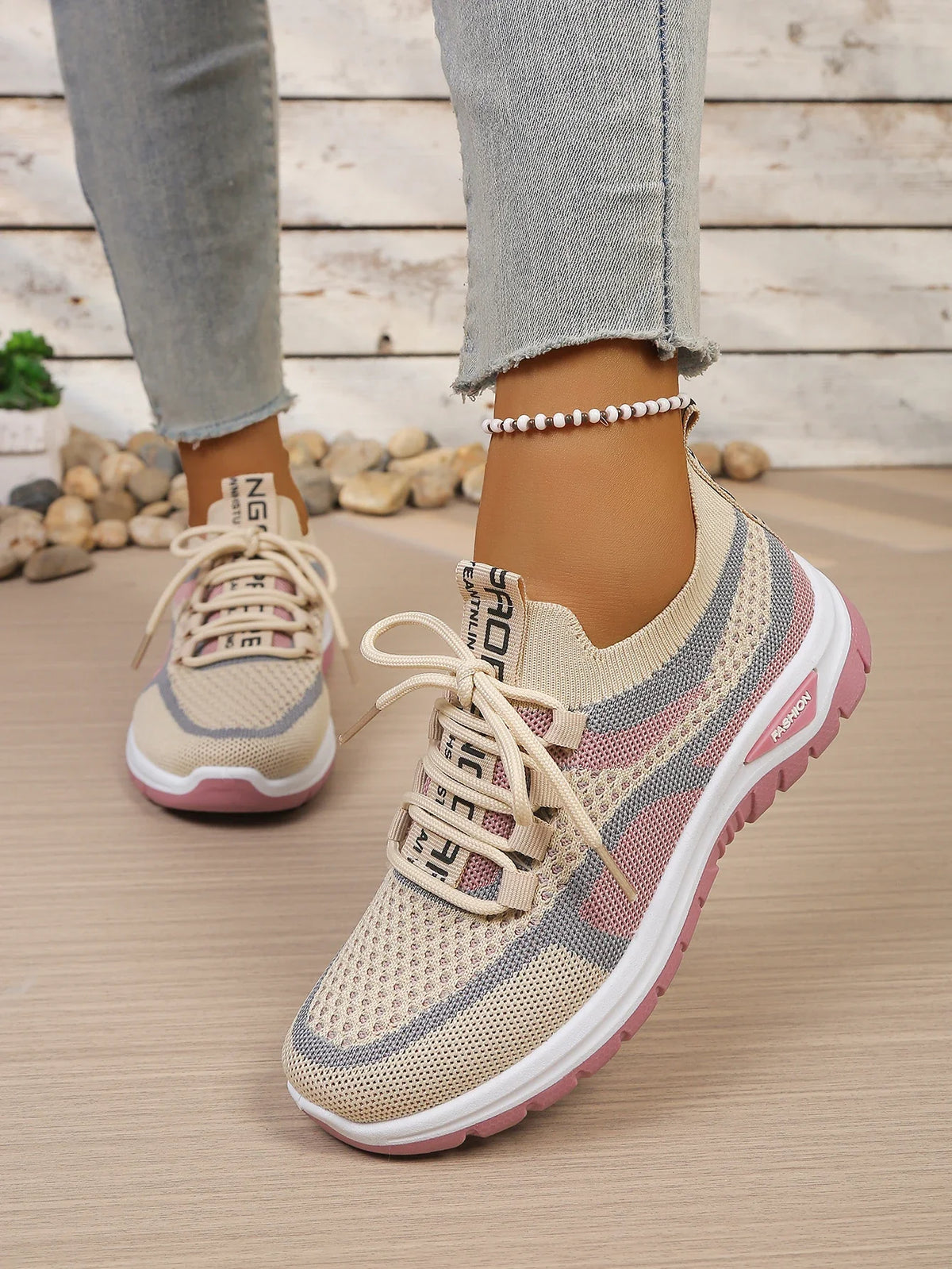 Women's Two-Tone Casual Sneakers | Lace-Up Fabric Low-Top Shoes | Summer 2026 - TrendLux Wear
