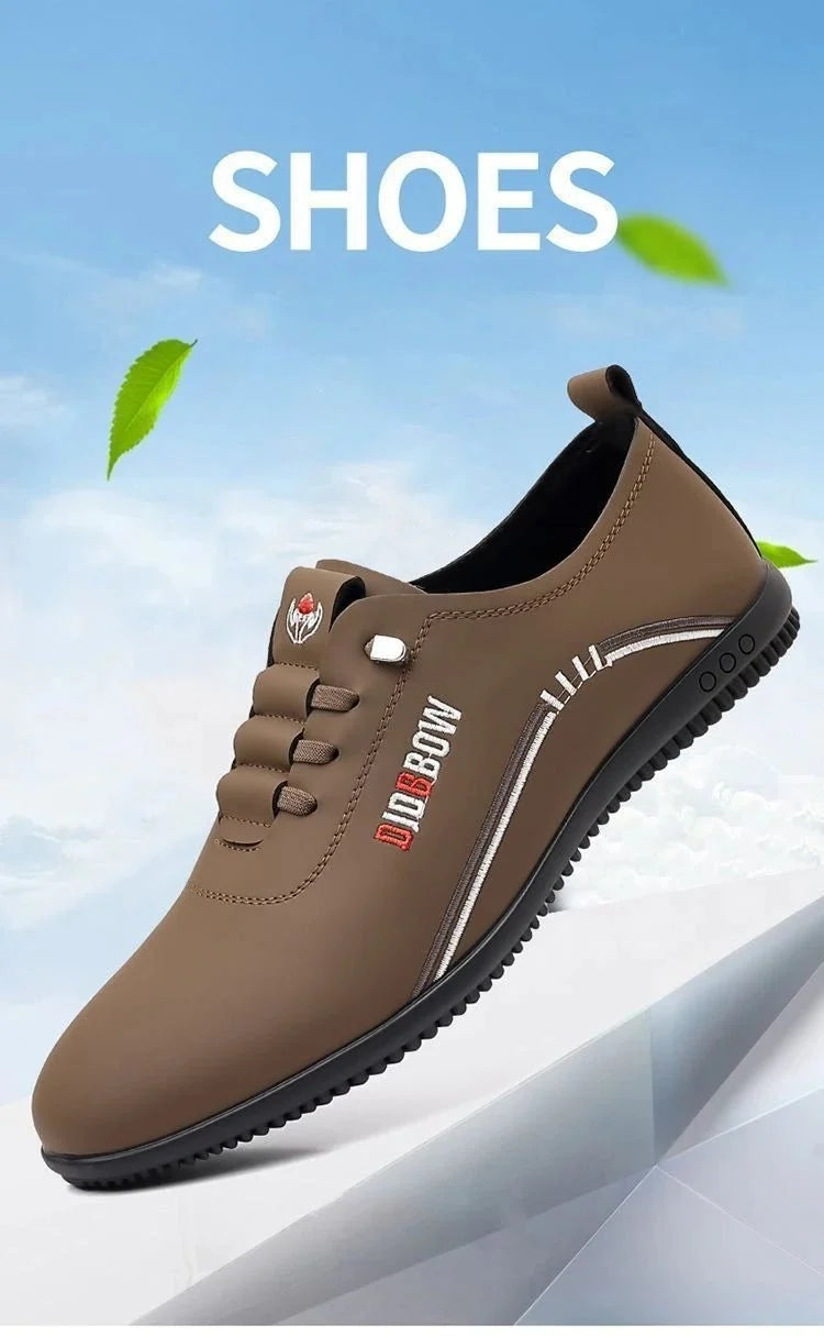 Men's leather loafers with soft soles and slip-on design from TrendLux Wear, lightweight moccasin-style walking shoes.