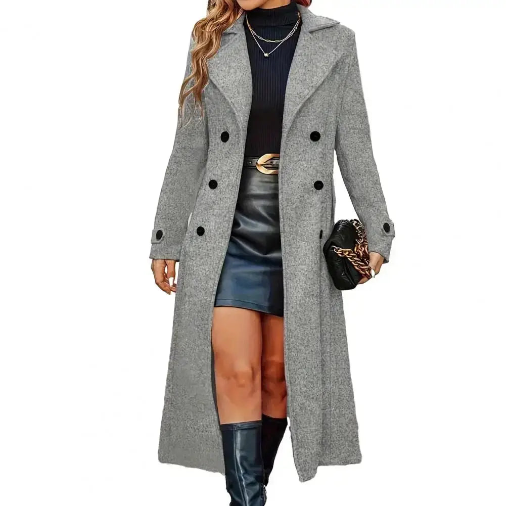 TrenLux Wear Women's Long Double-Breasted Wool Peacoat — Classic Winter Overcoat, Sizes S–XL TrenLux Wear