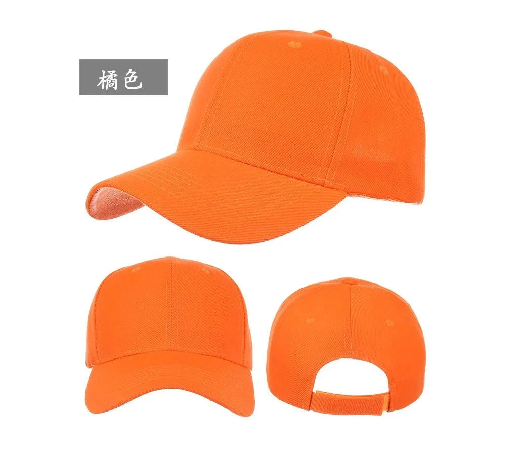 Unisex solid color baseball cap by TrendLux Wear, 5-panel structured hat in various colors, shown in a close-up image.