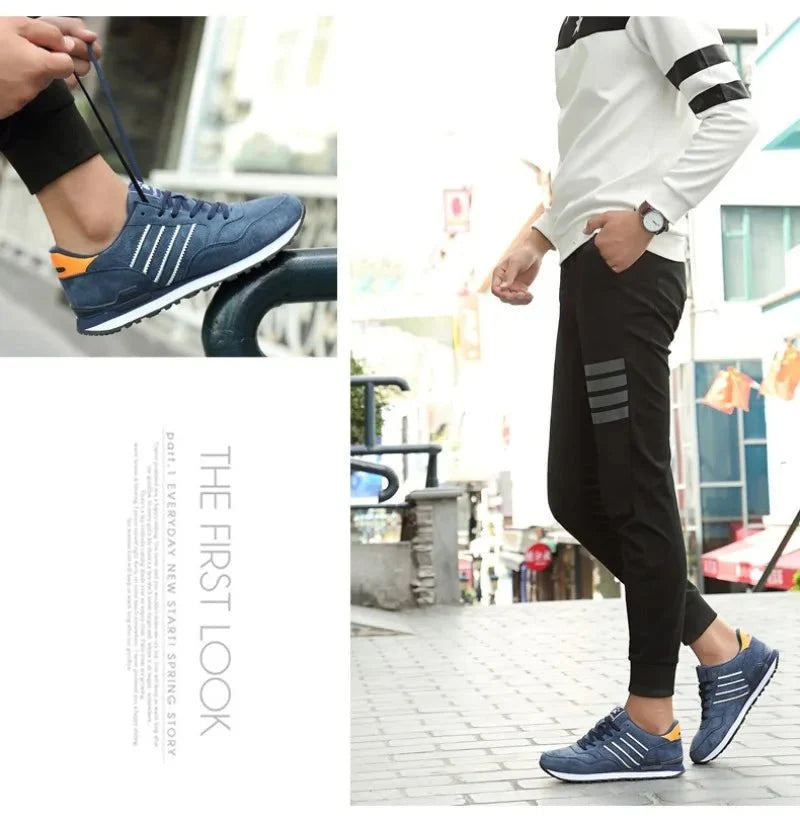 Men's luxury suede running sneakers by TrendLux Wear with breathable, anti-odor sport shoes design.