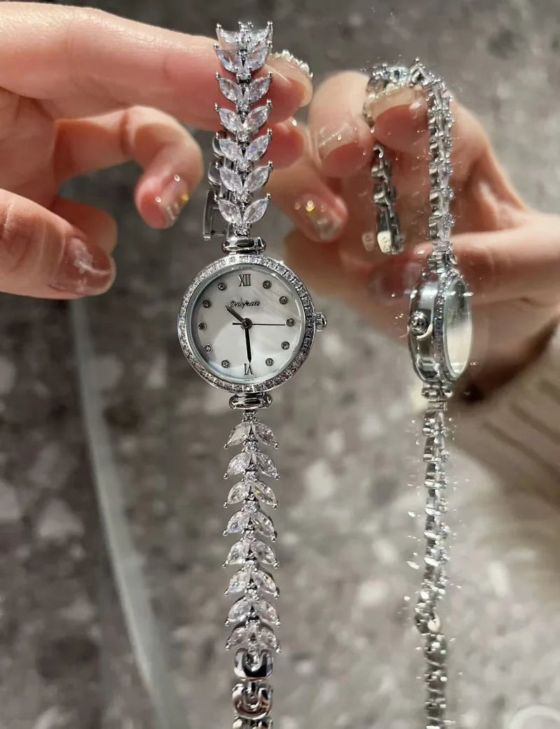 TrendLux Women's Crystal Claw-Setting Luxury Quartz Jewelry Bracelet Wristwatch