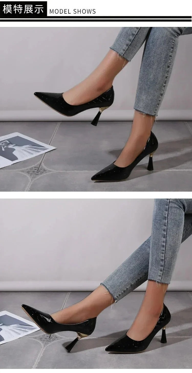 Women's Pointed Toe Stiletto Pumps | Slip-On High Heels for Office & Dress | Black Red White - TrendLux Wear