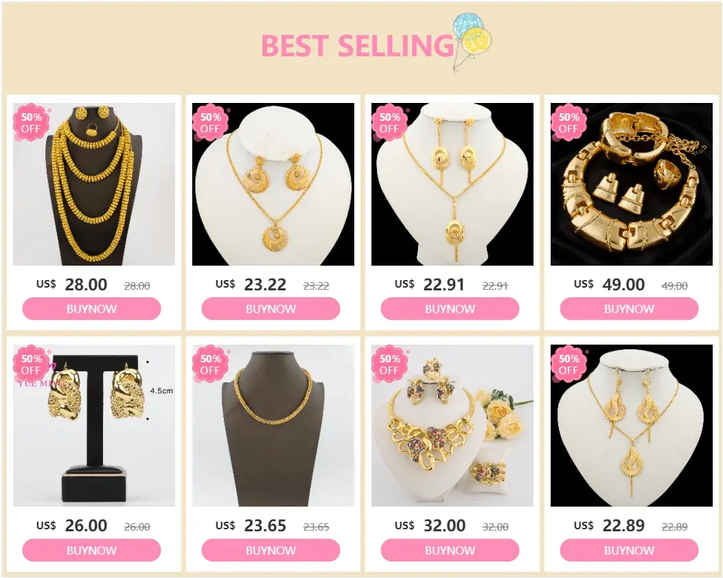 Women's Gold Plated Charm Jewellery Set — Necklace, Bracelet, Ring & Earrings for Party & Wedding TrenLux Wear