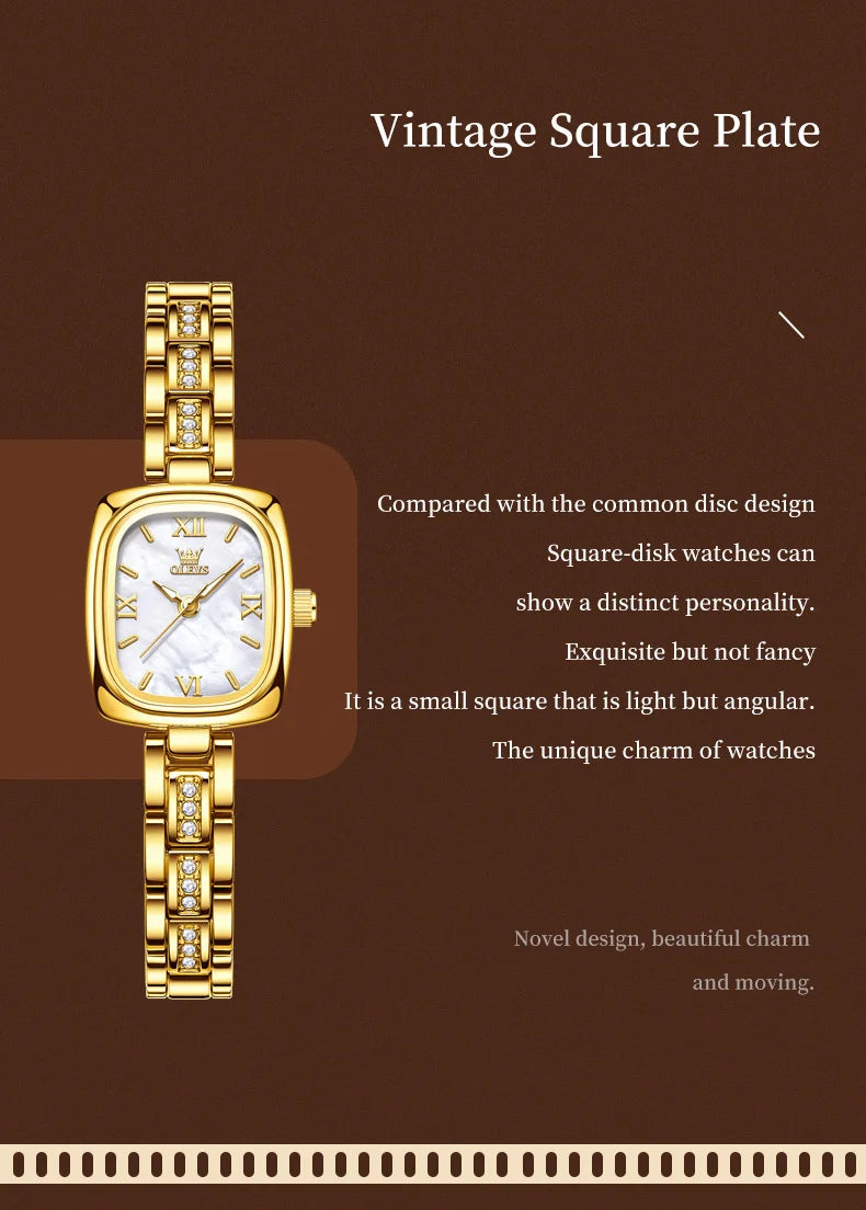 TrendLux OLEVS Women's Luxury Square Bracelet Luminous Waterproof Quartz Dress Watch