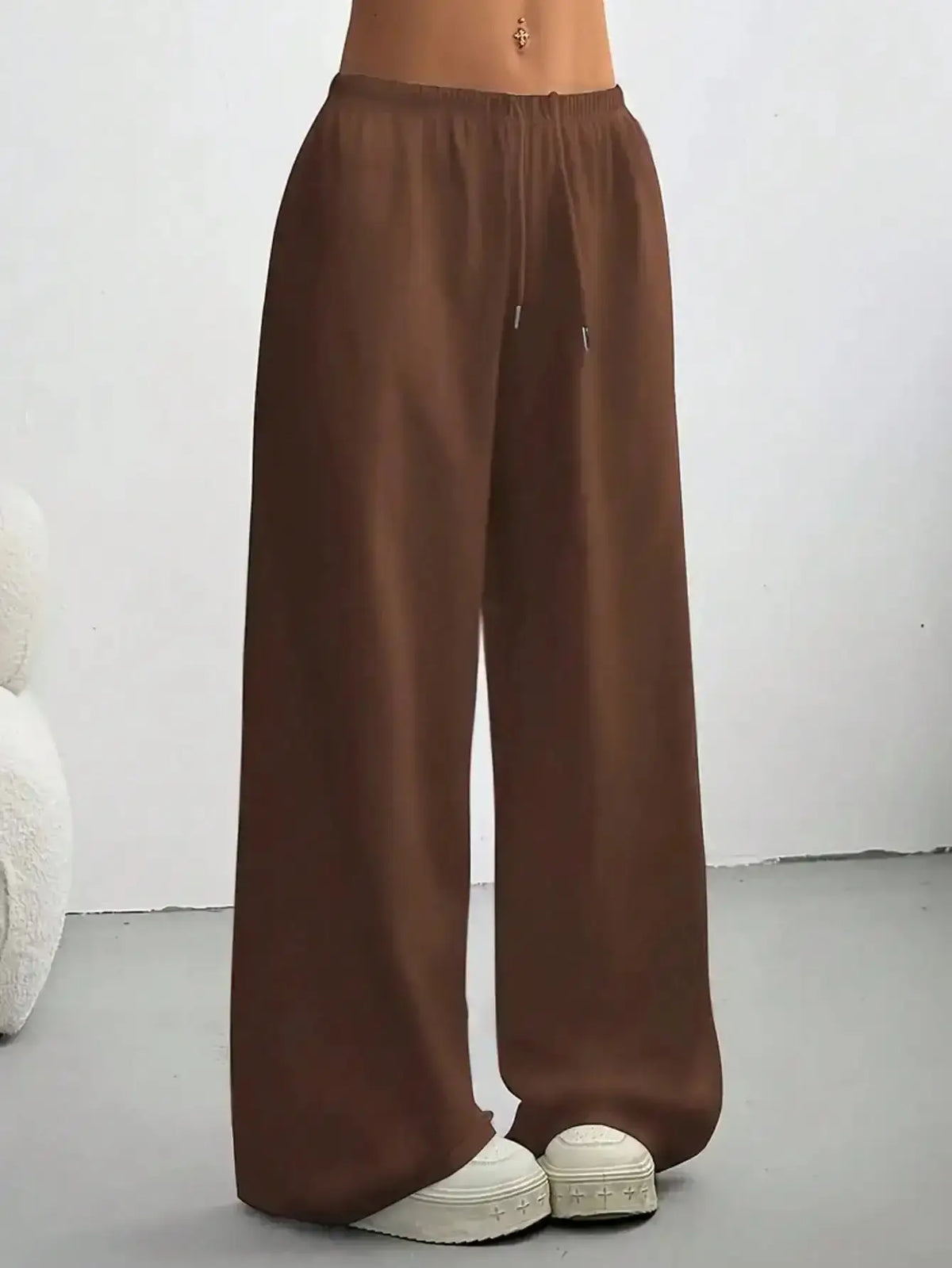 Ladies' casual wide-leg jogging pants from TrendLux Wear, showing soft fabric and relaxed fit for comfortable everyday wear.