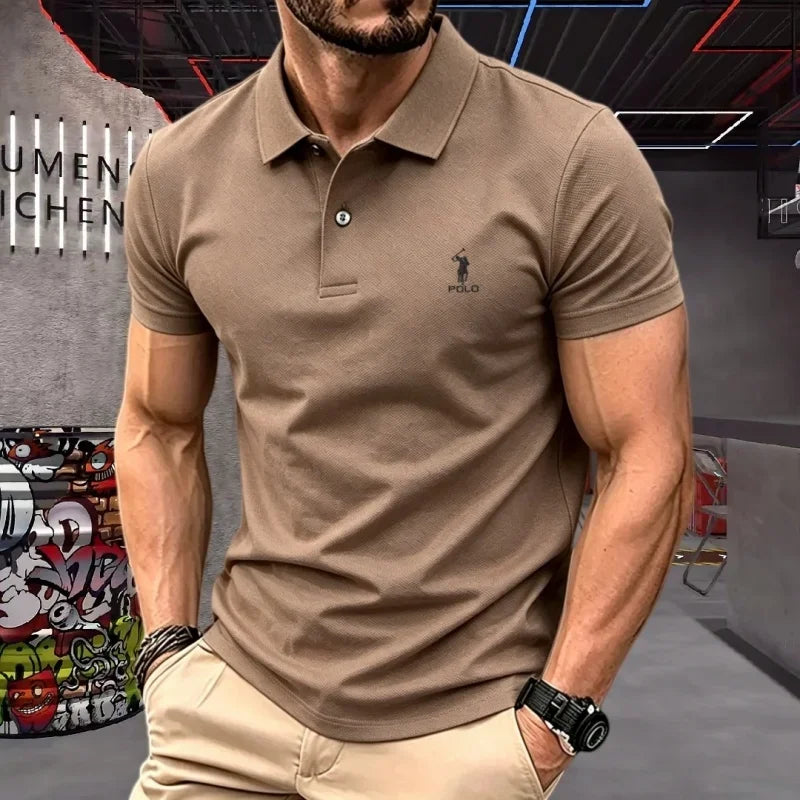 Men's Embroidered Cotton Short-Sleeve Polo