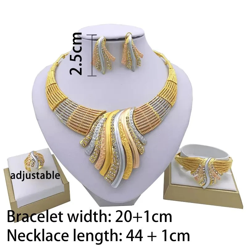 Women's Dubai 24K Gold Plated Luxury Jewellery Set. TrenLux Wear