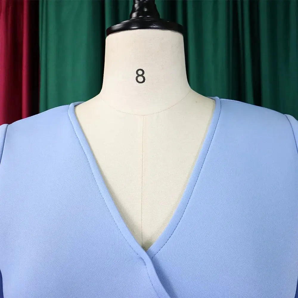 TrenLux Wear Women's Polyester High Waist Flare Sleeve Pleated A-Line Midi Dress The Glow Sanctuary