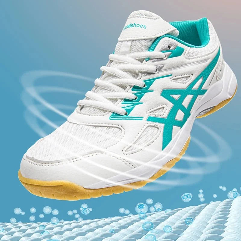 Unisex TrendLux Wear anti-slip court sneakers for badminton and table tennis, featuring breathable design and grip sole for athletic play.