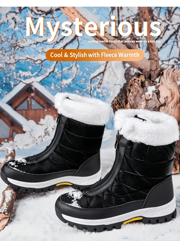 Women’s Fleece-Lined Winter Snow Boots – Non-Slip Warm High-Top Walking Boots
