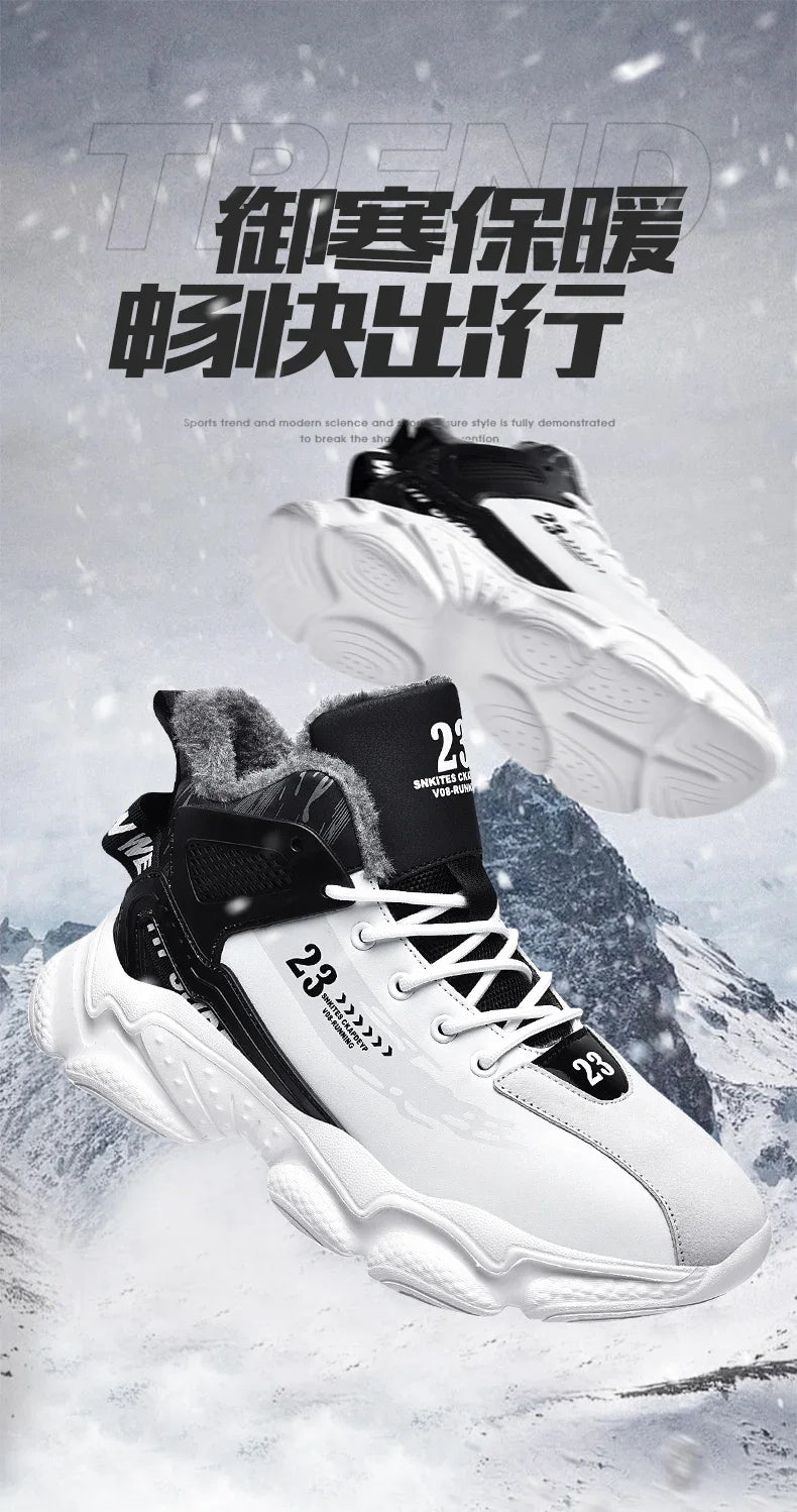 Men's Waterproof Winter Plush Sneaker Boots – Non-Slip Warm Snow Shoes