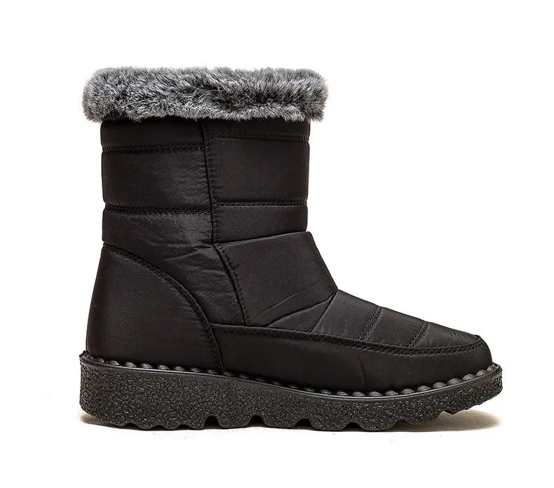 Women’s Mid-Calf Fur Lined Snow Boots – Warm Winter Walking Boots with Hook & Loop