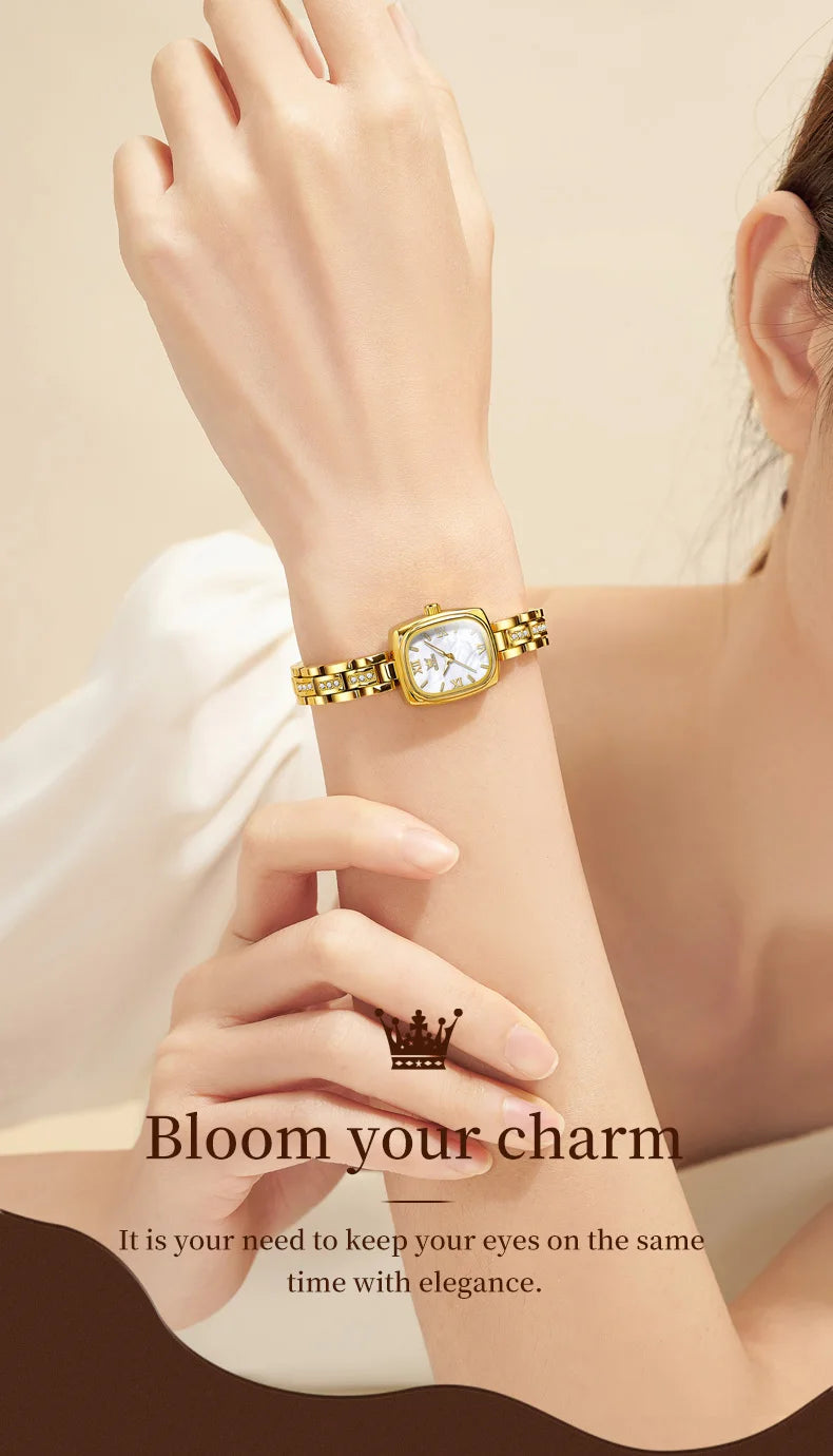 TrendLux OLEVS Women's Luxury Square Bracelet Luminous Waterproof Quartz Dress Watch