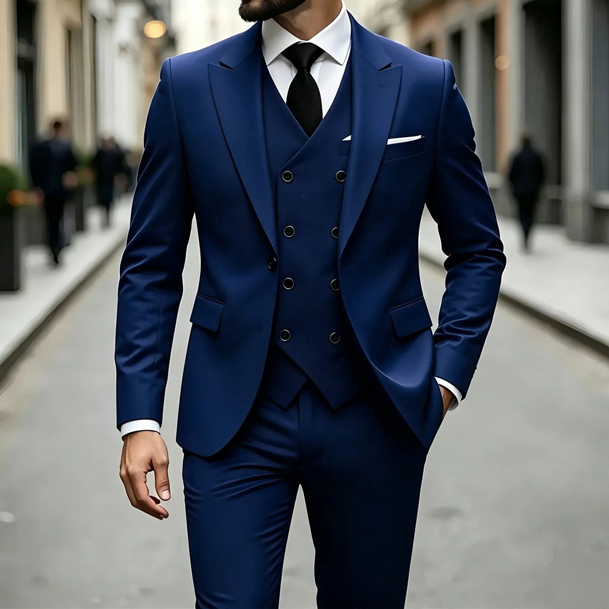 Men's Peak-Lapel Three-Piece Tuxedo Suit