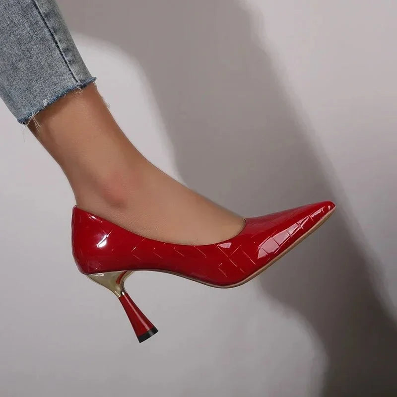 Women's Pointed Toe Stiletto Pumps | Slip-On High Heels for Office & Dress | Black Red White - TrendLux Wear
