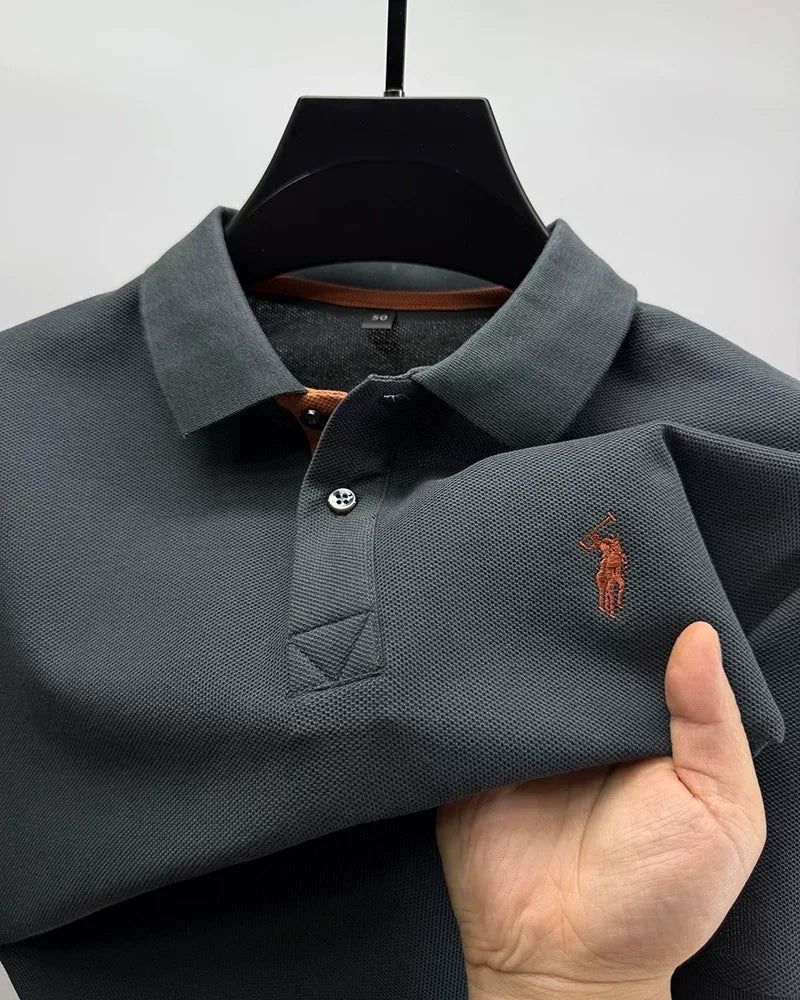 Men's Smart-Casual Embroidered Cotton Polo