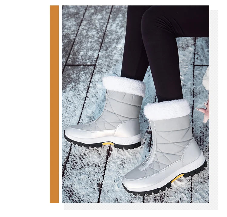 Women’s Fleece-Lined Winter Snow Boots – Non-Slip Warm High-Top Walking Boots