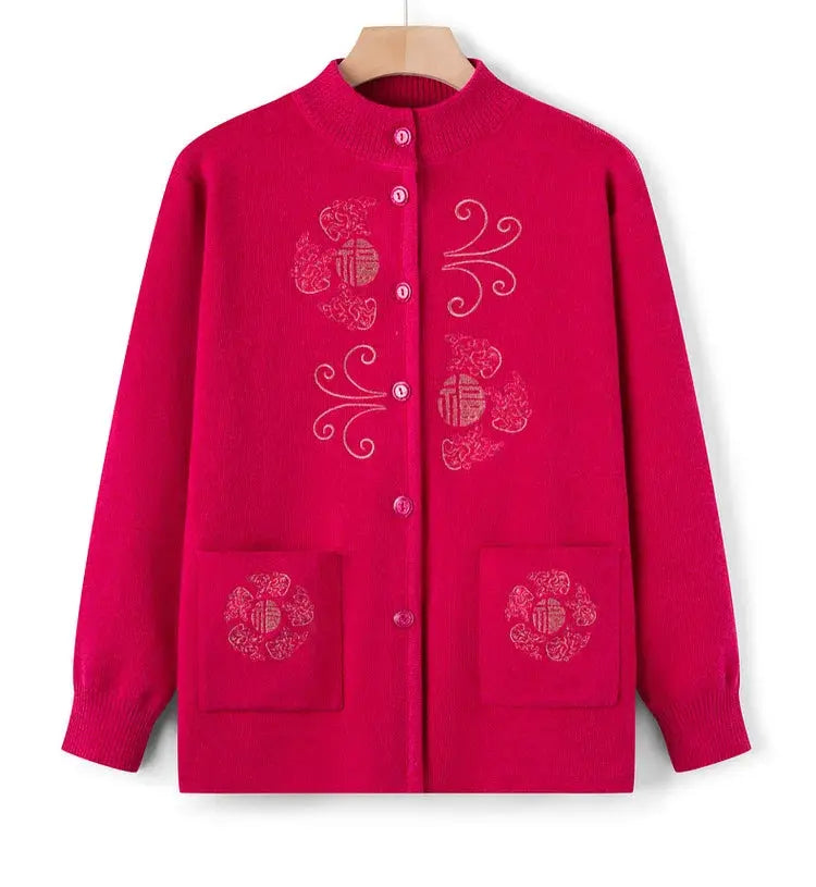 TrenLux Wear Women's Vintage Printed Knit Cardigan Coat — Wool Blend Outerwear, Sizes M–3XL TrenLux Wear