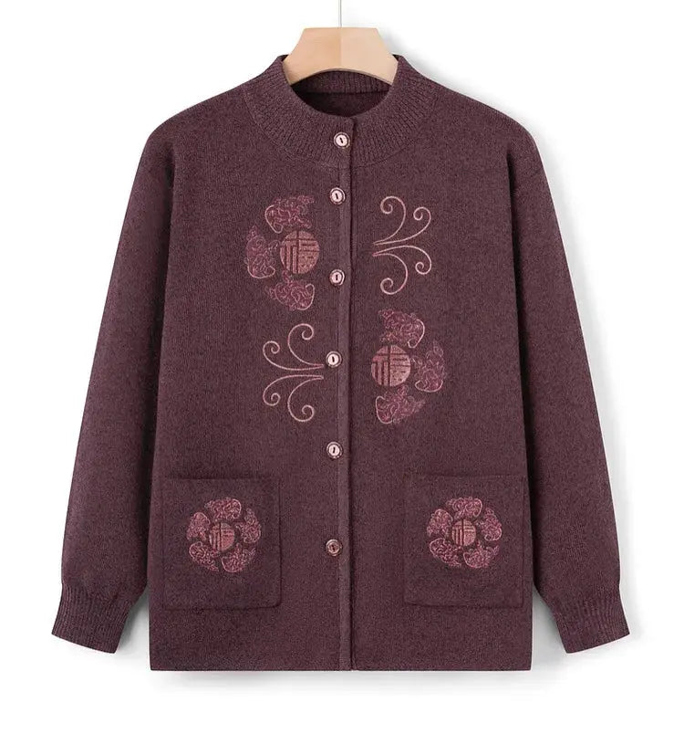 TrenLux Wear Women's Vintage Printed Knit Cardigan Coat — Wool Blend Outerwear, Sizes M–3XL TrenLux Wear